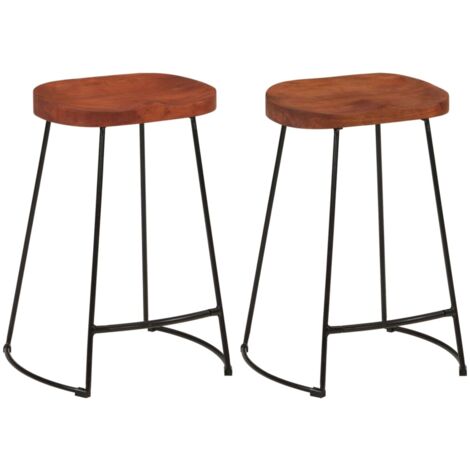 Lot de 2 Tabourets de bar Gavin Chaises de bar Fauteuils de bar 45x40x63 cm Bois massif manguier 20901