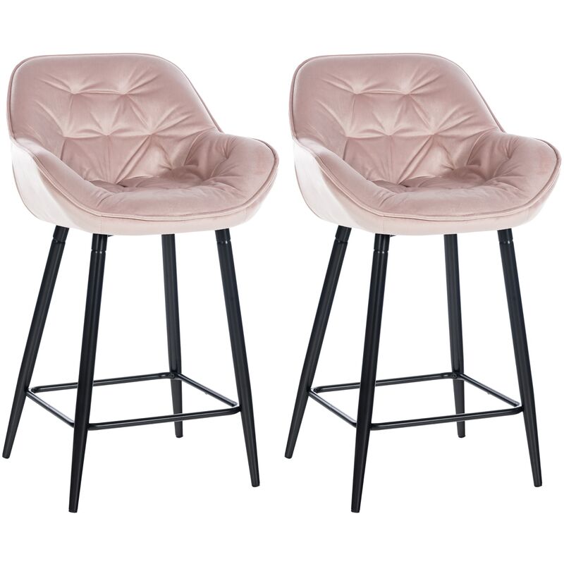 CLP - Ensemble de 2 tabourets de bar Gibson Rosa, velours