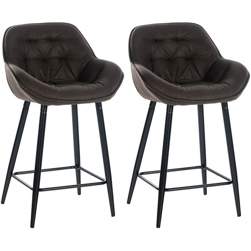 CLP - Lot de 2 Tabourets de bar Gibson avec Pieds en Métal Marron Tissu