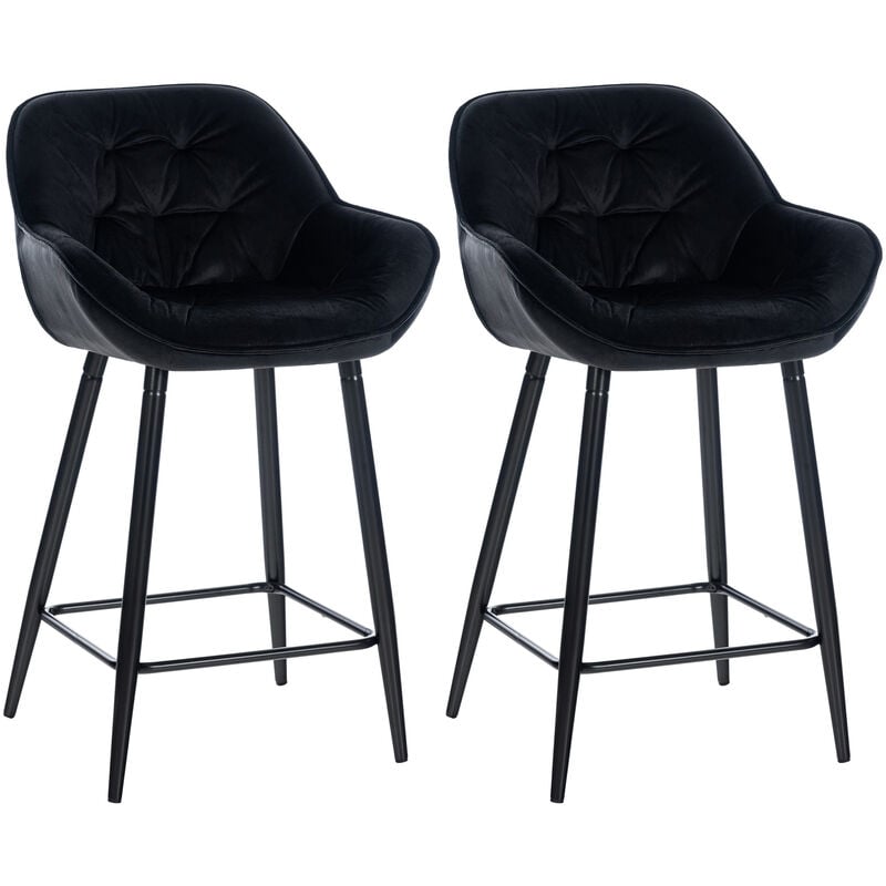 Ensemble de 2 tabourets de bar Gibson en velours avec une hauteur noire de 76 cm
