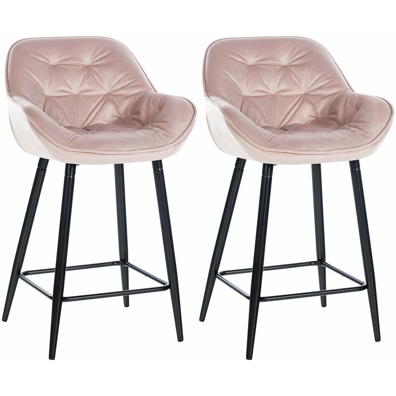 CLP - Lot de 2 tabourets de bar Gibson velours hauteur d'assise 76 cm Rose