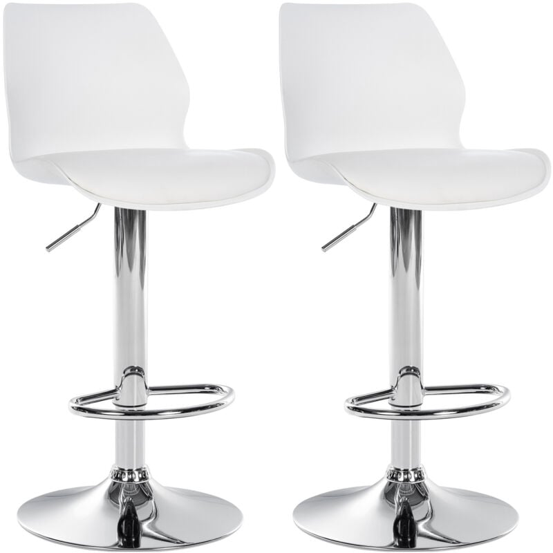 CLP - Lot de 2 tabourets de bar Gilbert Blanc Plastique
