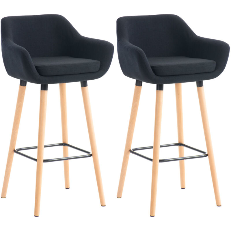 CLP Lot de 2 tabourets de bar Grant en tissu , Noir