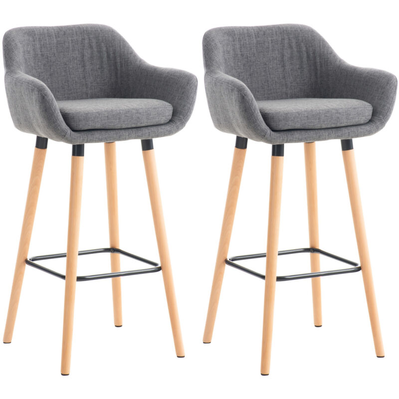 CLP - Lot de 2 tabourets de bar Grant en tissu Gris clair