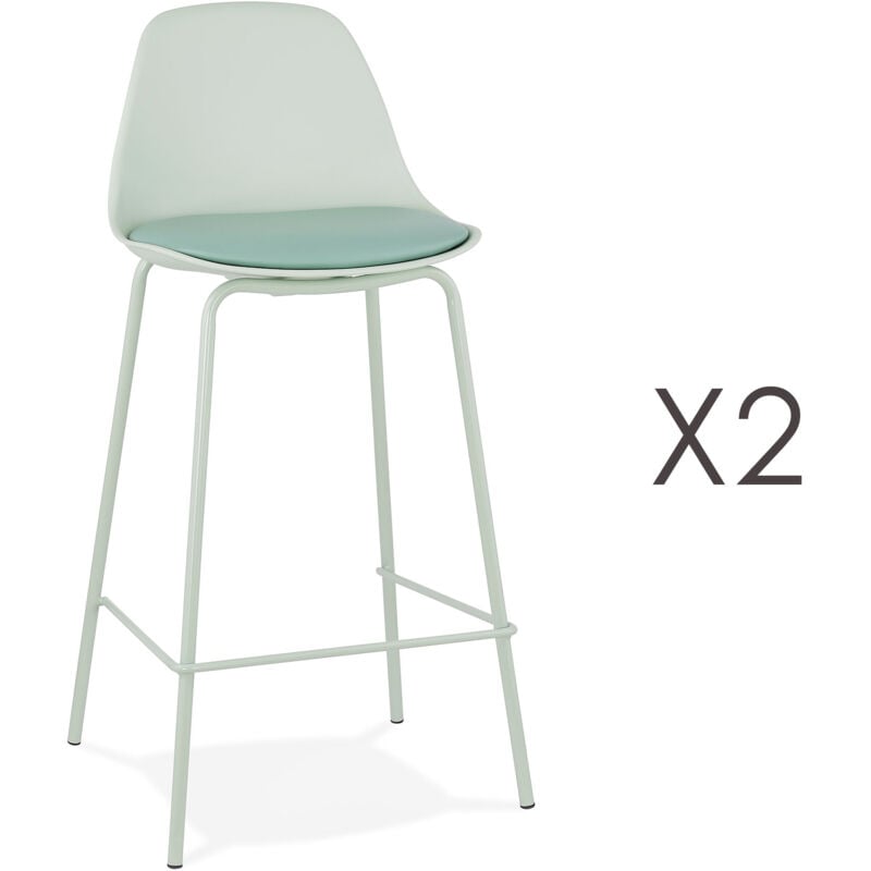 M&s - Lot de 2 tabourets de bar H65 cm vert clair - adrya