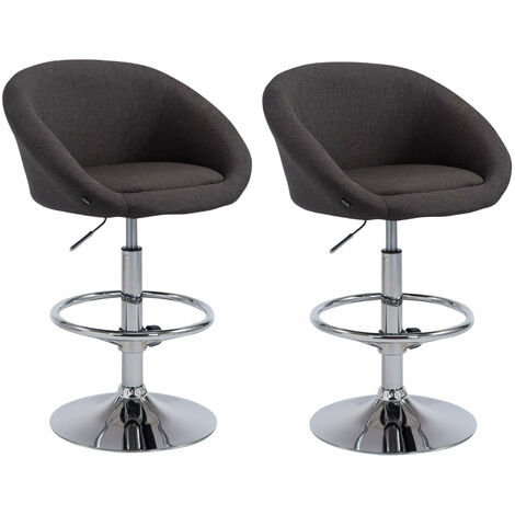 Lot de 2 tabourets de bar hauteur réglable avec repose-pieds en tissu gris foncé TDB10055