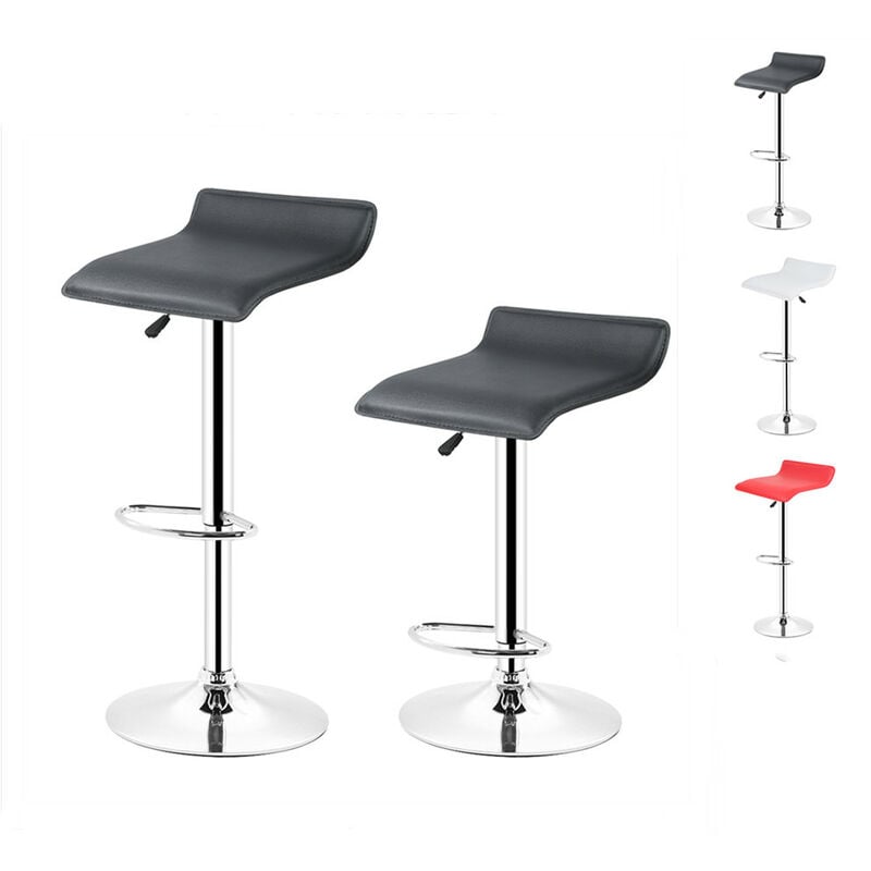 2 x Tabouret de Bar Chaise de Comptoir Réglable en Hauteur Rotatif Spa Tabouret de Travail Tabouret de Bureau en Cuir Synthétique Noir