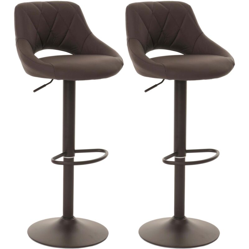 HHG - Lot de 2 tabourets de bar 920, chaise de bar tabouret de comptoir, repose-pieds pivotant, similicuir métal, brun HHG - Lot de 2 tabourets de bar 920, chaise de bar tabouret de comptoir, repose-pieds pivotant, similicuir métal, brun