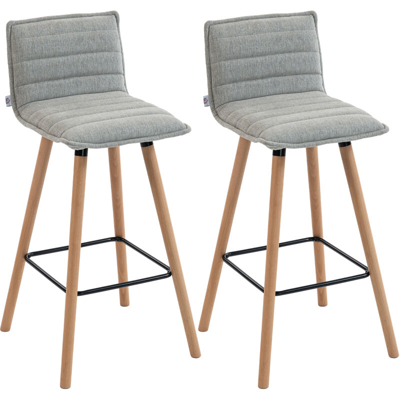 HOMCOM 2 taburetes de bar, sillas de bar, asiento acolchado de 10 cm de alto, respaldo y reposapiés, patas de haya, t