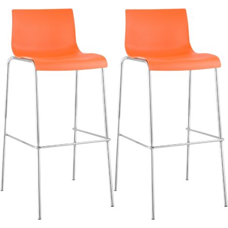 Lot de 2 tabourets de bar Hover en plastique Orange Chrome