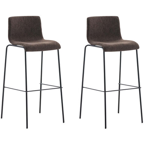 Lot de 2 Tabourets de bar Hover enTissu Pieds Métal Marron Noir
