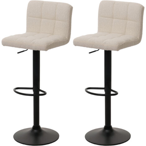 Lot de 2 tabourets de bar HWC-G87, tabouret de bar, réglable en hauteur pivotant, tissu Boucle (450g/m²) MVG  crème-bei