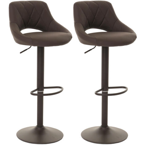 Lot de 2 tabourets de bar HWC-N64, chaise de bar tabouret de comptoir, repose-pieds pivotant, similicuir métal  brun