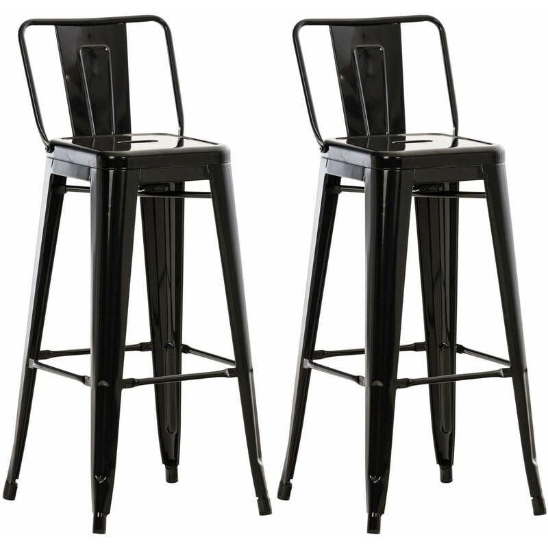 Décoshop26 - Lot de 2 tabourets de bar industriel en métal avec repose-pied couleur noir TDB10141