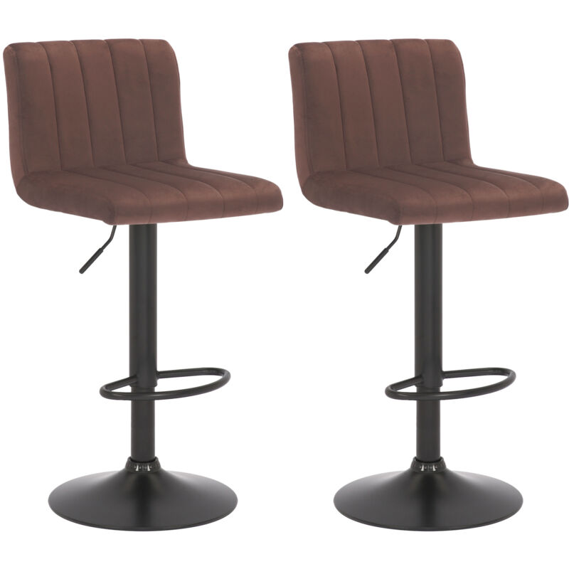 CLP - Lot de 2 tabourets de bar Jamie velours Marron