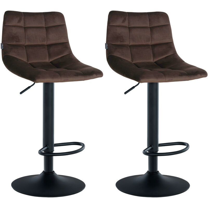 CLP - Lot de 2 tabourets de bar Jerry velours Marron Noir