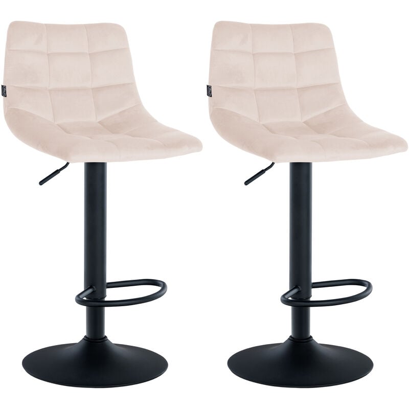 Lot de 2 tabourets de bar Jerry velours Beige Noir