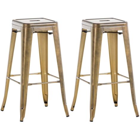 Lot de 2 tabourets de bar Joshua V2 en métal Or