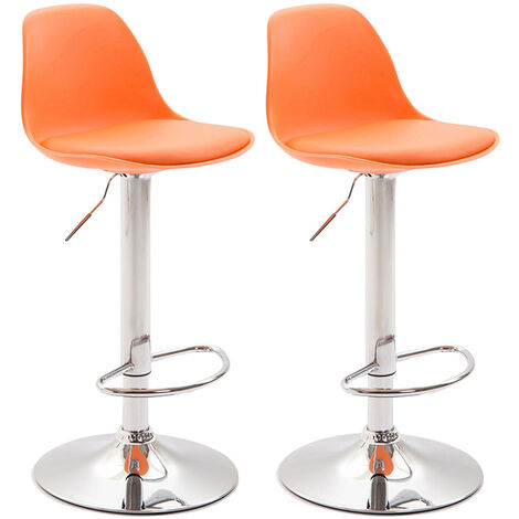 Lot de 2 tabourets de bar Kiel similicuir et coque en plastique Chrome Orange