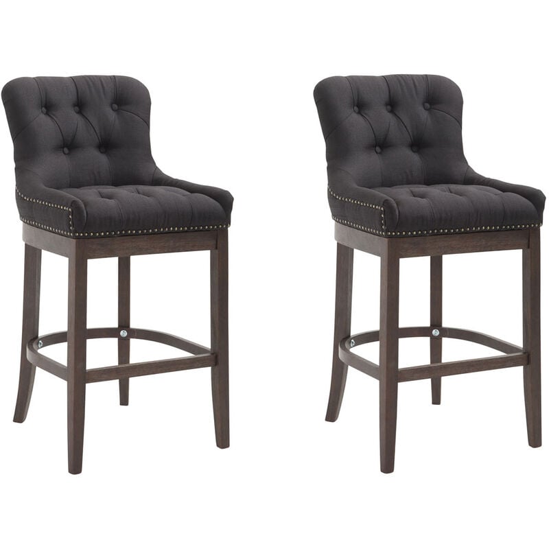 CLP - Lot de 2 Tabourets de Bar Lakewood en Tissu Noir Antique