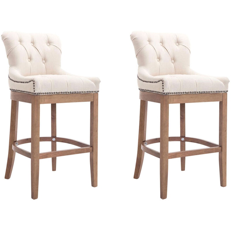 CLP - Lot de 2 Tabourets de Bar Lakewood en Tissu Crème Antique clair
