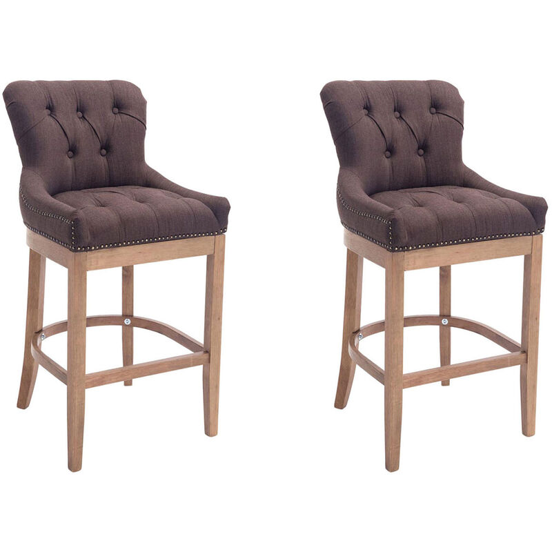 Lot de 2 Tabourets de Bar Lakewood en Tissu Marron Antique clair