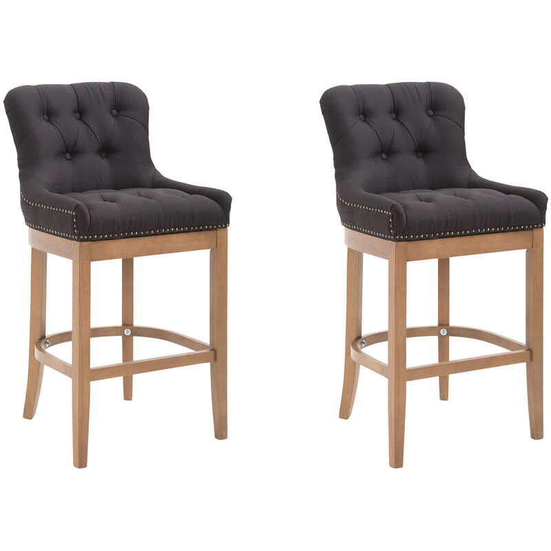 CLP - Lot de 2 Tabourets de Bar Lakewood en Tissu Noir Antique clair