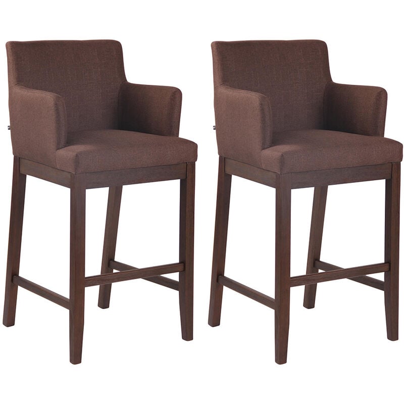CLP - Lot de 2 tabourets de bar Laredo en tissu Pieds en Bois Marron Antique