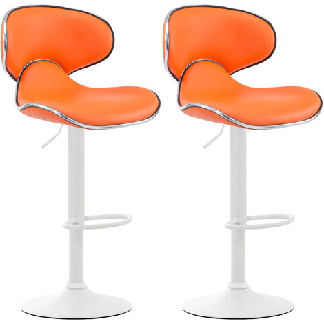 Lot de 2 tabourets de bar Las Vegas V2 similicuir Orange Blanc