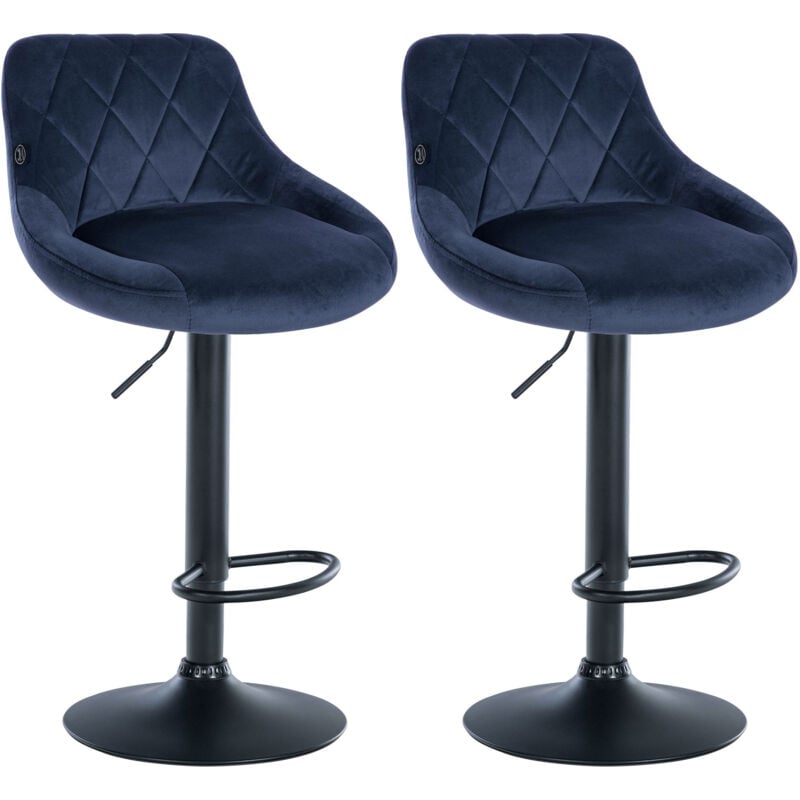 Lot de 2 tabourets de bar Lazio velours Bleu Noir