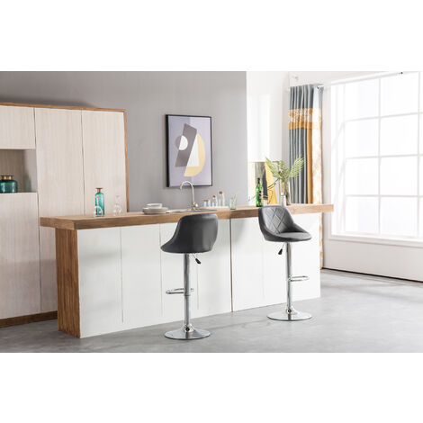 Lot de 2 tabourets de bar LENA Gris