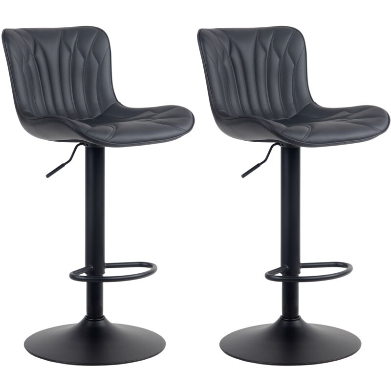 CLP - Ensemble de 2 tabourets de bar noir Linus, faux cuir