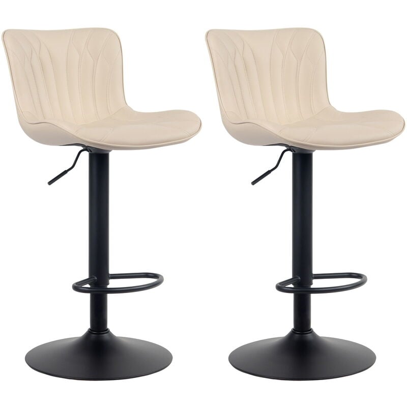 Lot de 2 Tabourets de bar Linus Pied en Métal réglable pivotant Crème Similicuir