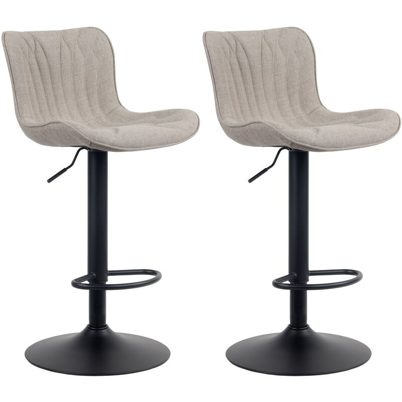 CLP - Lot de 2 Tabourets de bar Linus Pied en Métal réglable pivotant Taupe Tissu