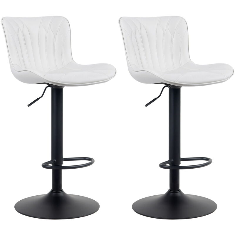 CLP - Lot de 2 Tabourets de bar Linus Pied en Métal réglable pivotant Blanc Similicuir