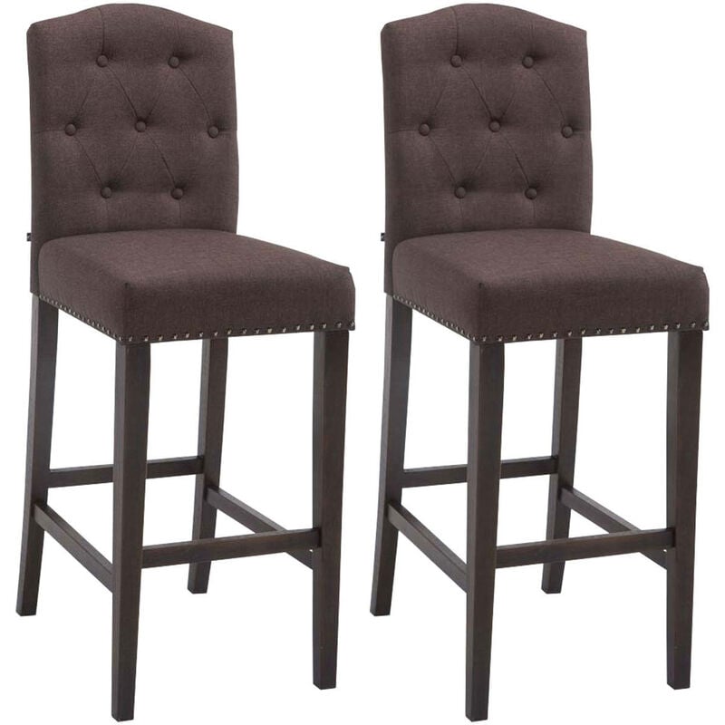 Réglez 2 tabourets Bars Kitchen dans le tabouret de tissu Chesterfield Diverses couleurs Couleur : marron