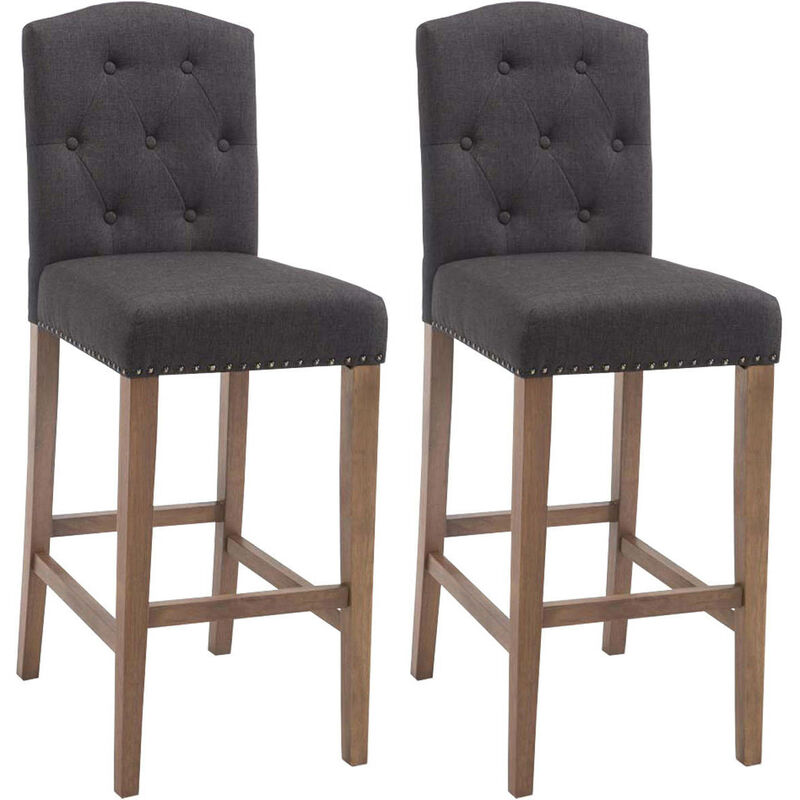 CLP - Ensemble de 2 tabourets hauts avec structure en bois et siège de tissu différentes couleurs colore : gris foncé