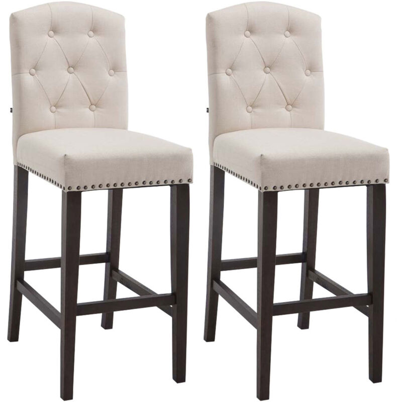 CLP - Réglez 2 tabourets Bars Kitchen dans le tabouret de tissu Chesterfield Diverses couleurs Couleur : Crème