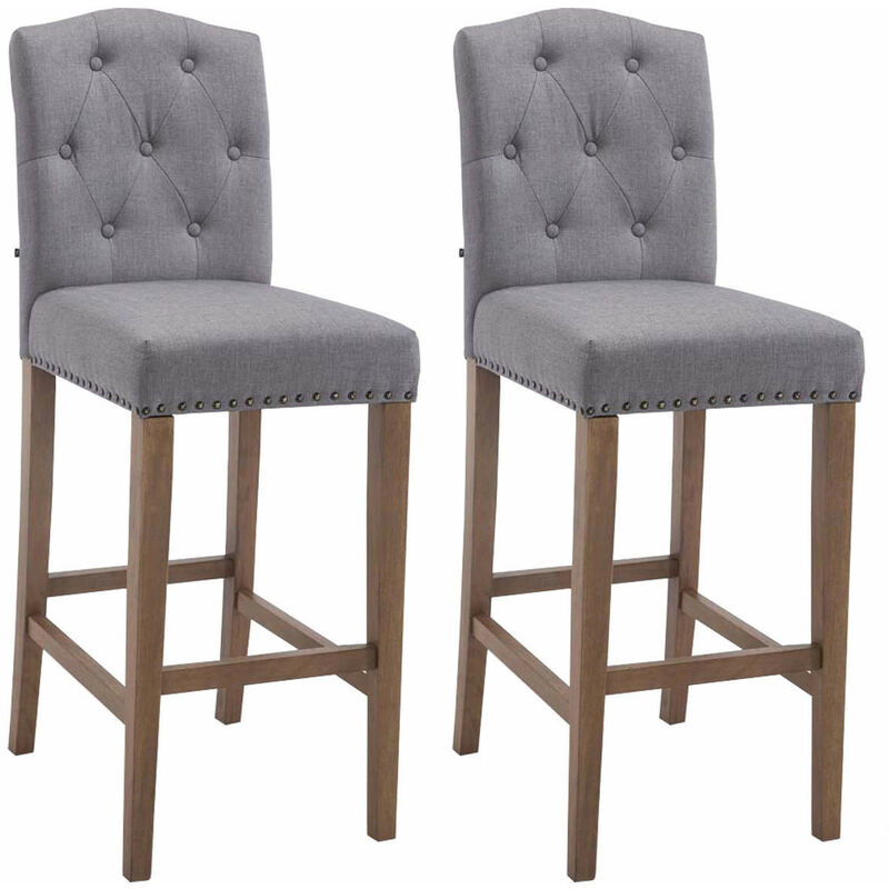 CLP 2er Set Barhocker Louise mit Stoffbezug I Barstuhl aus Holz I Tresenstuhl mit Fußstütze