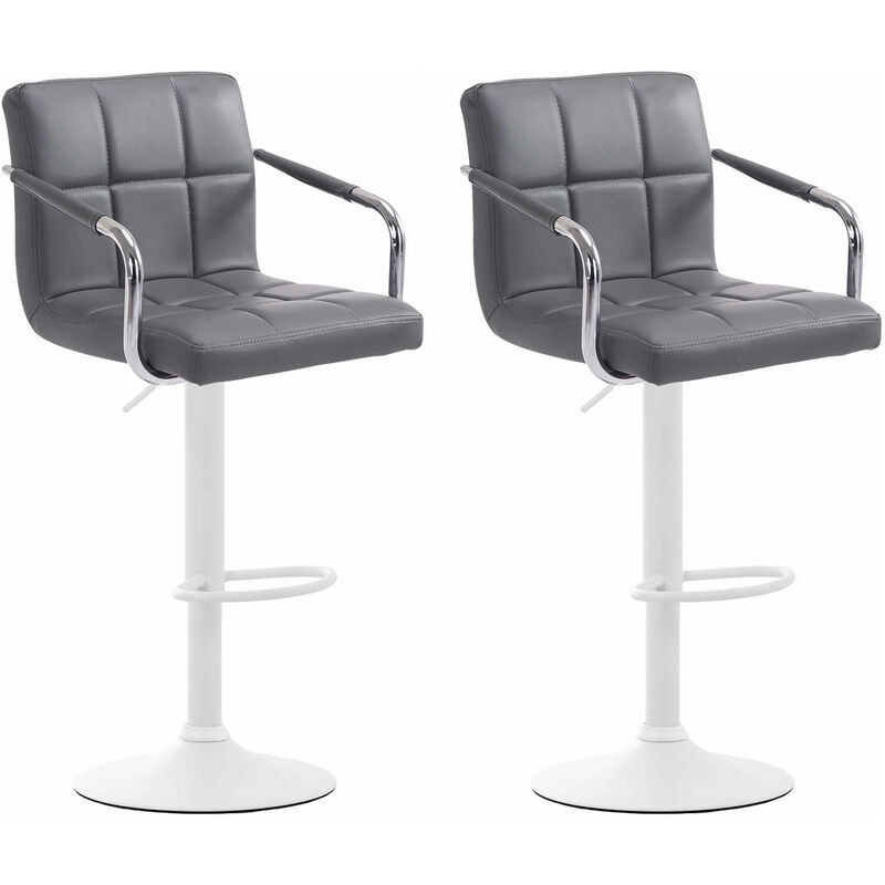 CLP - Lot de 2 Tabourets de Bar Lucy V2 en Similicuir Gris Blanc