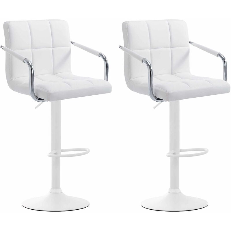 CLP - Lot de 2 Tabourets de Bar Lucy V2 en Similicuir Blanc Blanc