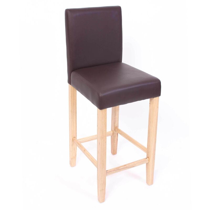 HHG - Lot de 2 tabourets de bar M37, cuir, marron/pieds clairs HHG - Lot de 2 tabourets de bar M37, cuir, marron/pieds clairs