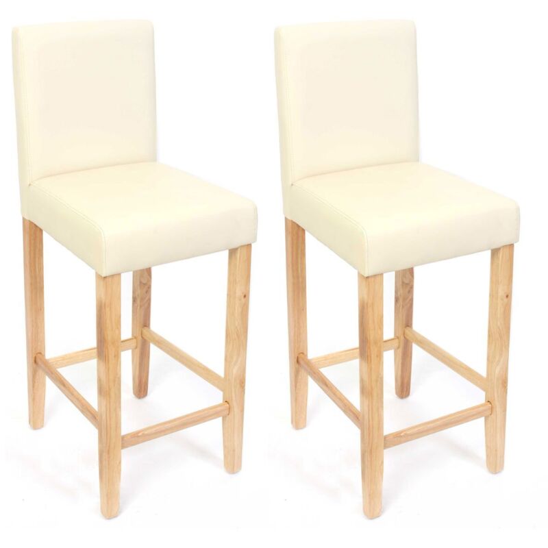 HHG - jamais utilisé] Lot de 2 tabourets de bar M37, simili-cuir mat, crème/pieds clairs