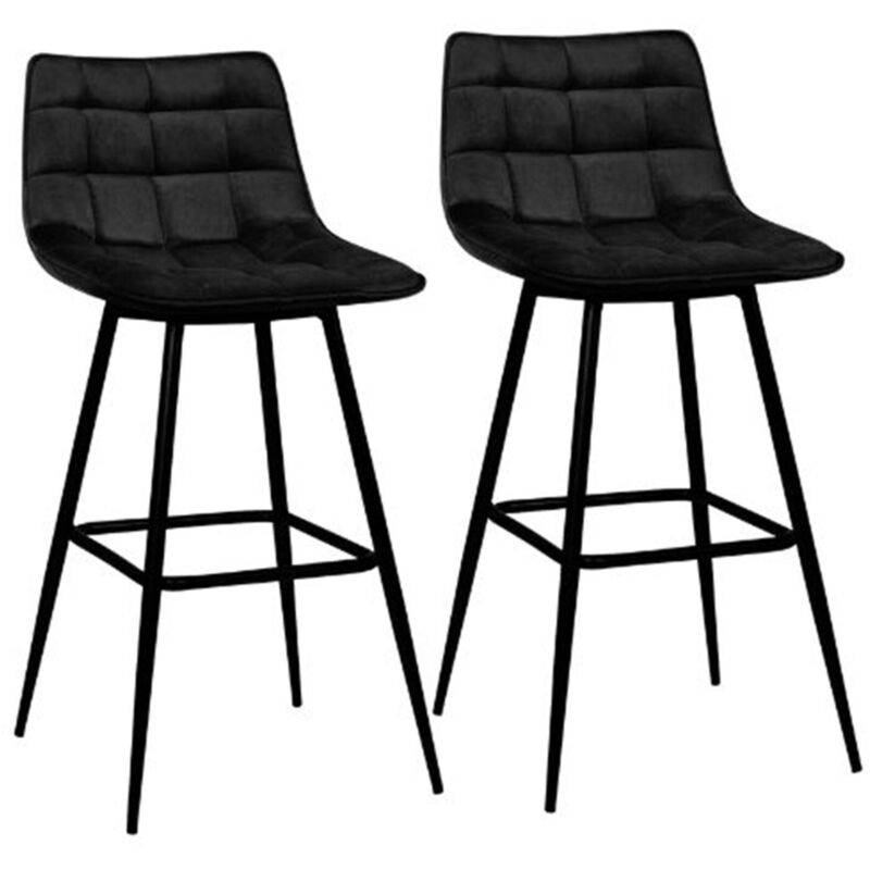 Lot de 2 tabourets de bar MADY en velours noir