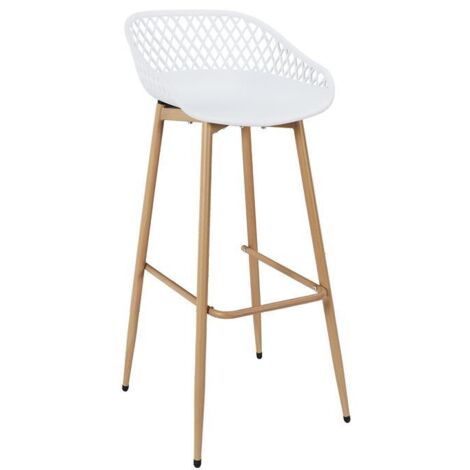 Lot de 2 tabourets de bar Malaga blancs – Assise coque confortable – Hauteur 75cm – Design contemporain pour extérieur
