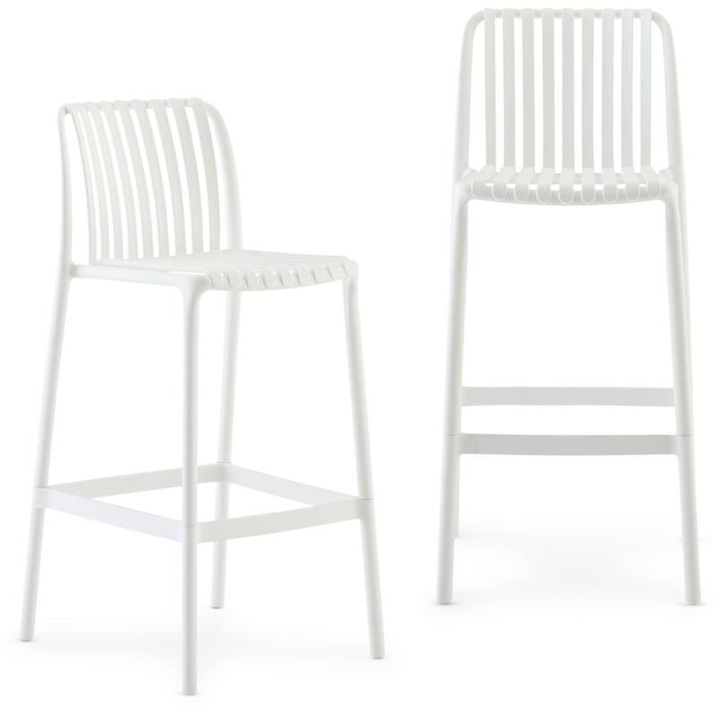Idimex - Lot de 2 tabourets de bar mareo en plastique - Blanc