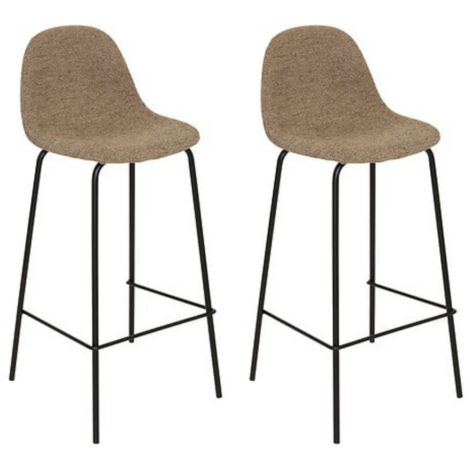 Lot de 2 tabourets de bar Marron avec repose-pieds - Longueur 41,5 x Profondeur 43,5 x Hauteur 96 cm