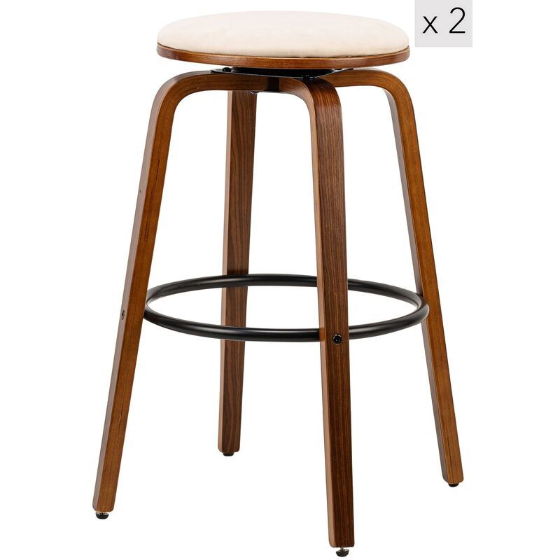 Nordlys - Lot de 2 Tabourets de Bar Metal Bois Industriels