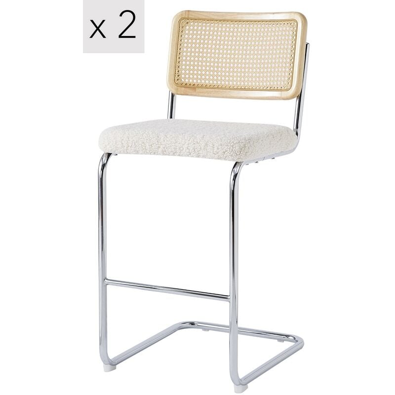 Nordlys - Lot de 2 Tabourets de Bar Metal Cannage Industriels