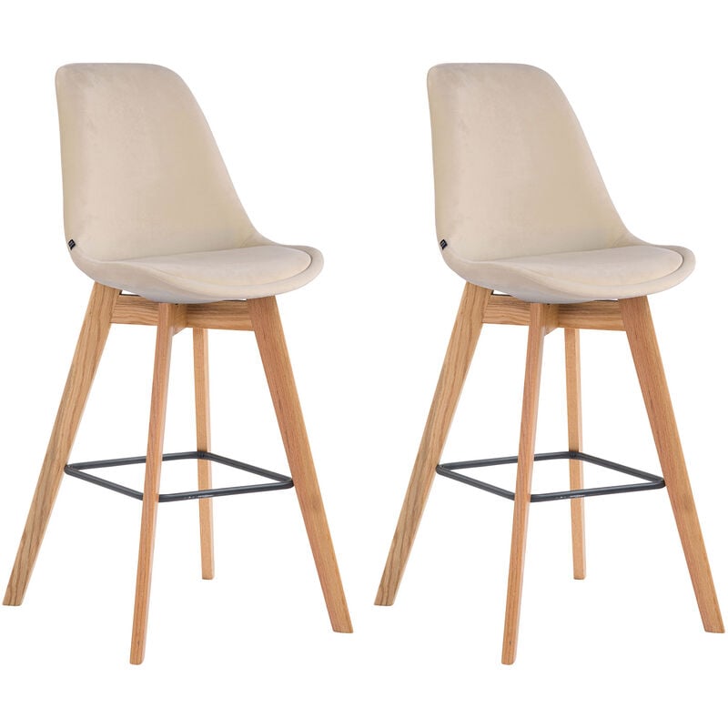 CLP - Réglez 2 sips scandinaves élevés Metz en velours et en bois crème, nature